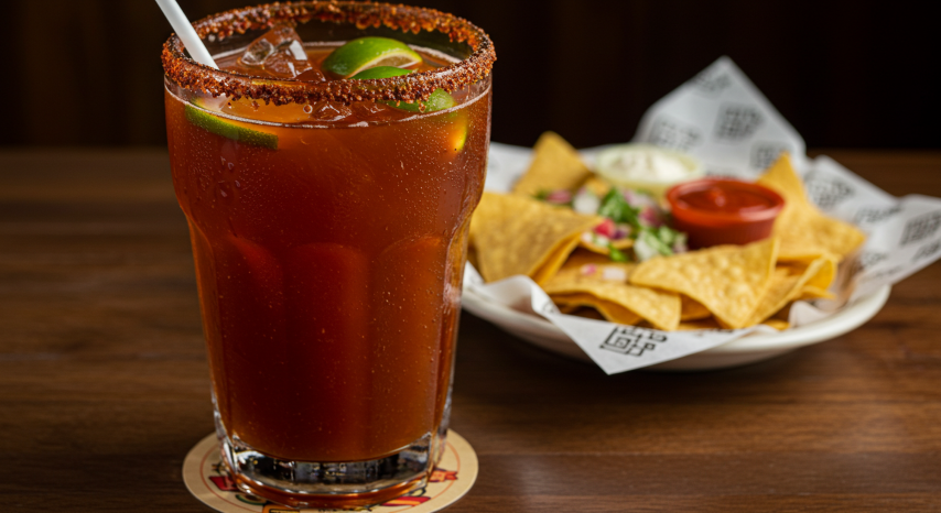 Michelada Mexican beer cocktail in Cancun